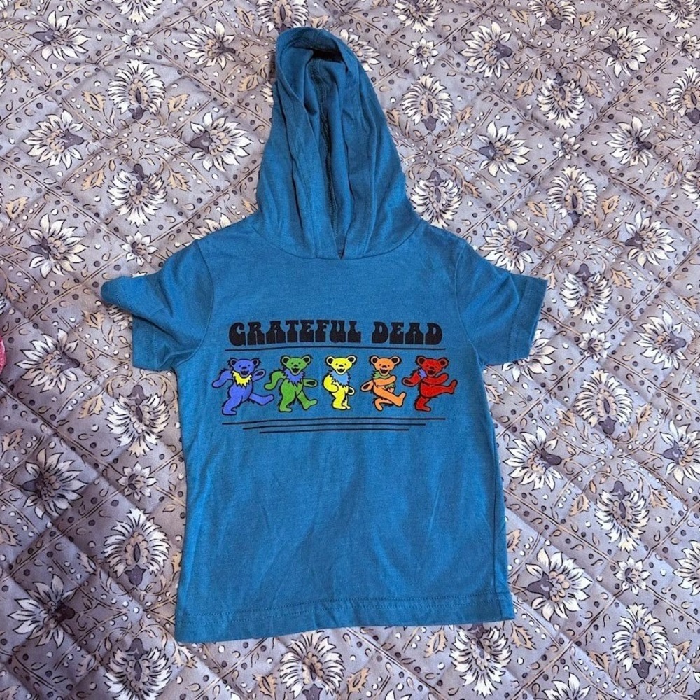Grateful Dead Dancing‎ Bears Hooded T-Shirt Blue Kids 12M Short Sleeve Hoodie